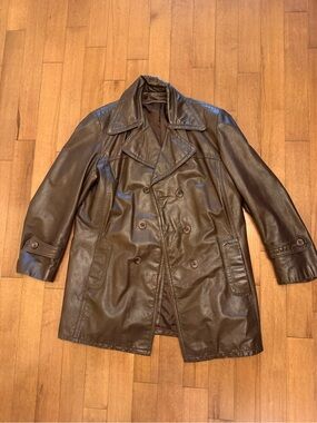 Vintage Dark Brown Leather Car Coat | Made in Canada
